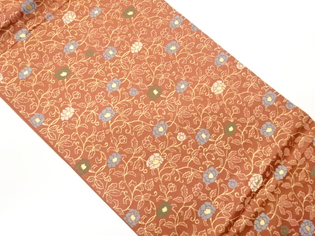 JAPANESE FUKURO OBI / WOVEN PEONY ARABESQUE